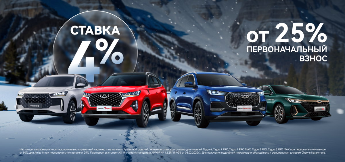  Льготное кредитование 4% на модели Chery.